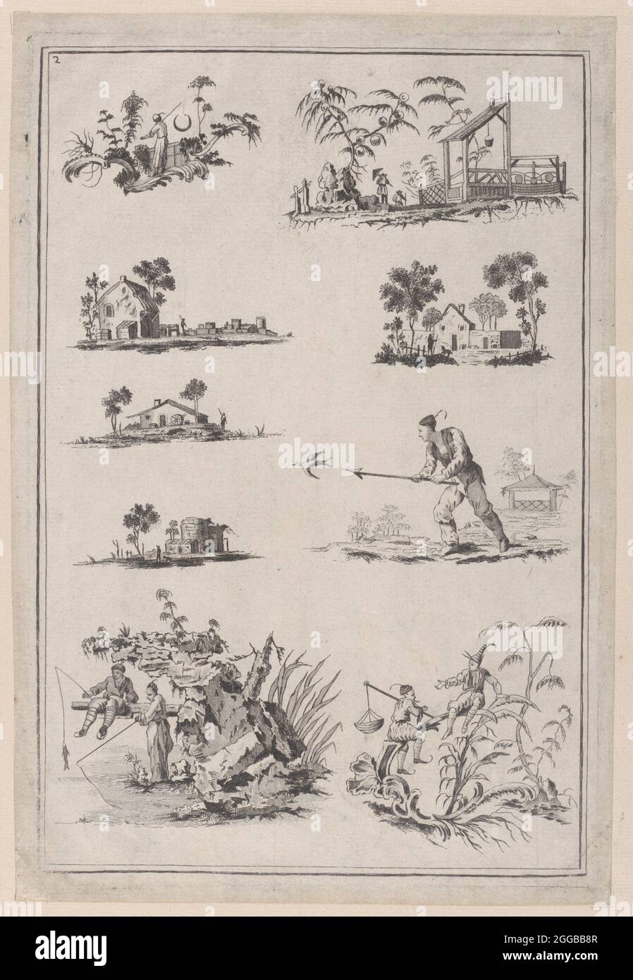 Ornements chinoiserie, env. 1760-85. Banque D'Images