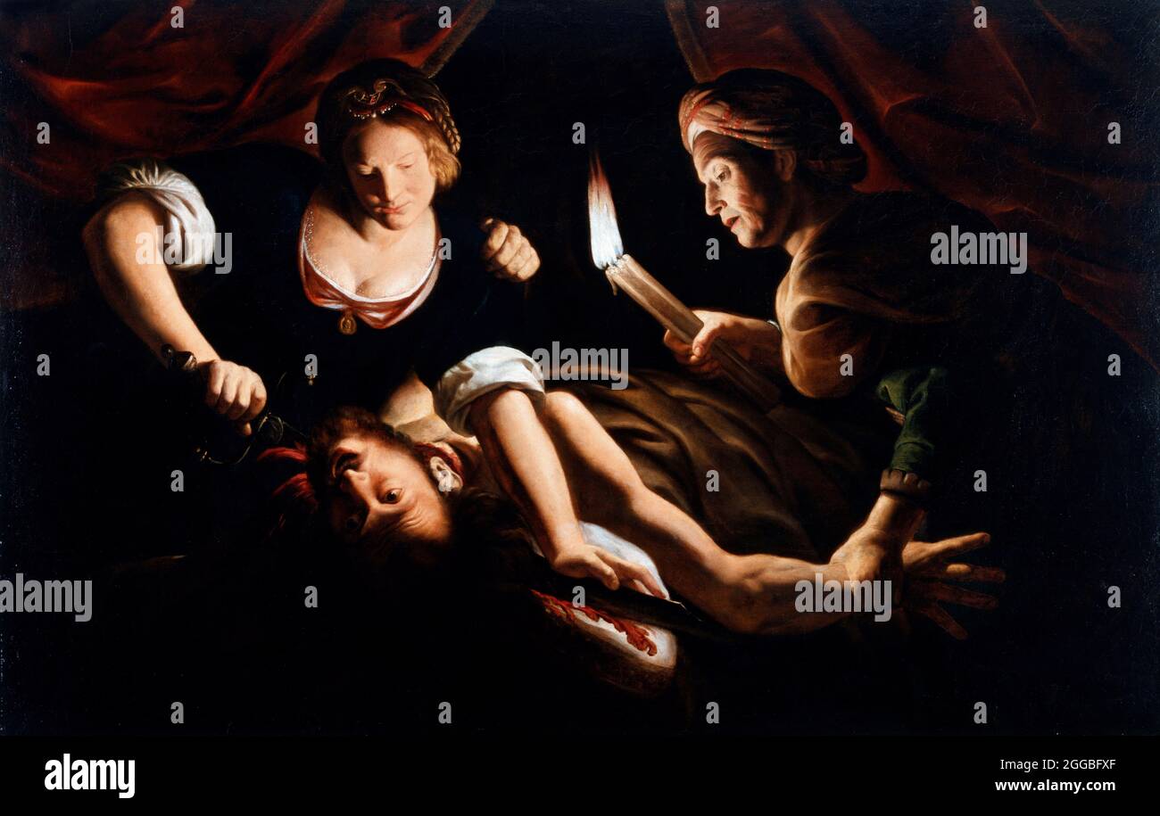 Judith coupant la tête des Holofernes par Trophime Bigot (1579–1650), huile sur panneau, c. 1640 Banque D'Images