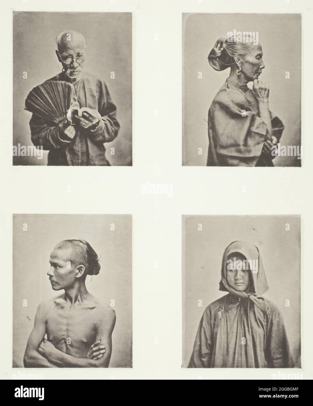 Quatre têtes, types de classe de labrayage, c. 1868. Une œuvre de collotype, pl. xi de l'album "illustrations de la chine et de ses peuples, volume i" (1873). Banque D'Images