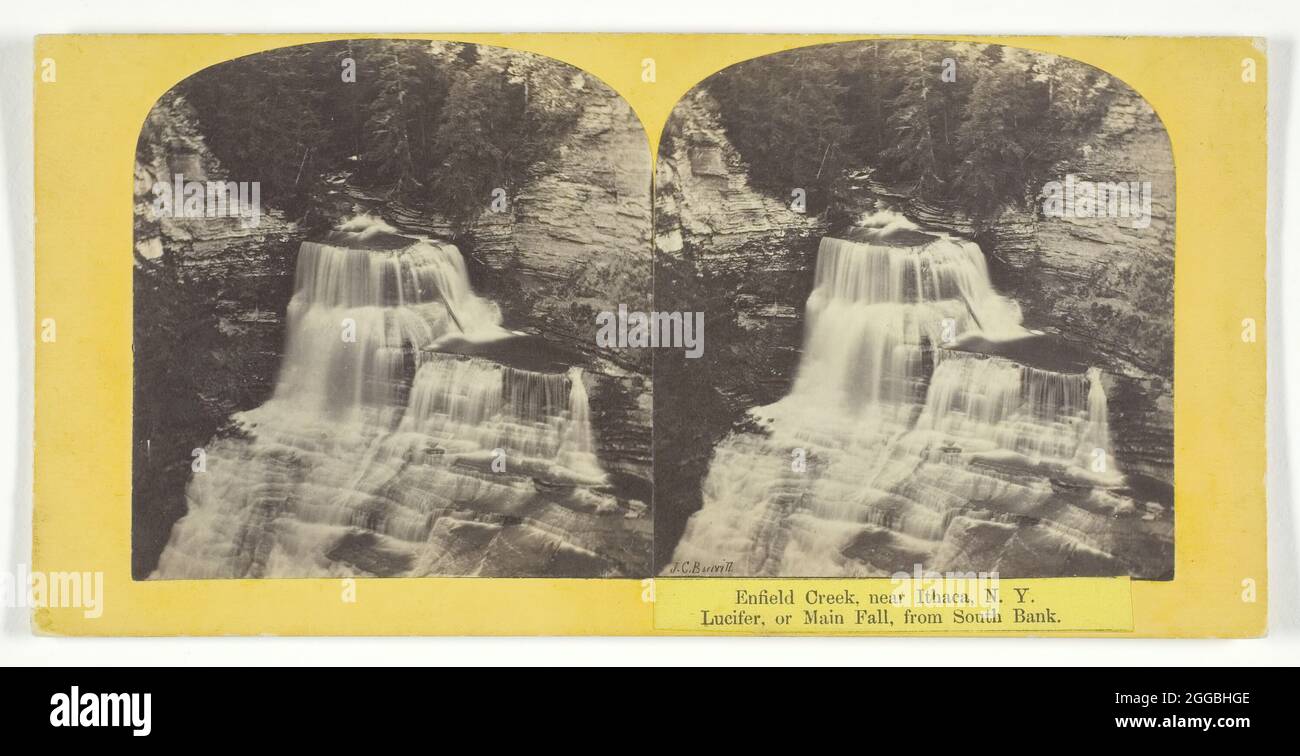Enfield Creek, près d'Ithaca, N. Y. Lucifer, ou main Fall, de South Bank, 1860/65. Imprimé albumine, stéréo. Banque D'Images