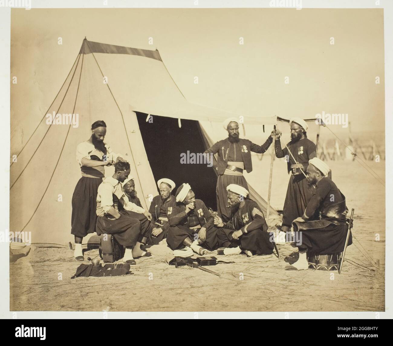 Sans titre (Zouaves), 1857. Esubsen print, de l'album "souvenirs du Camp de CH&#xe2;lons". Banque D'Images