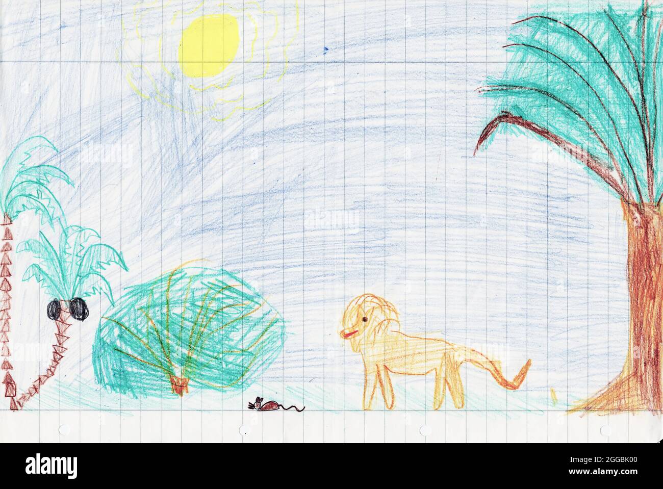 Illustration du dessin pour enfants de Lion Jungle Banque D'Images