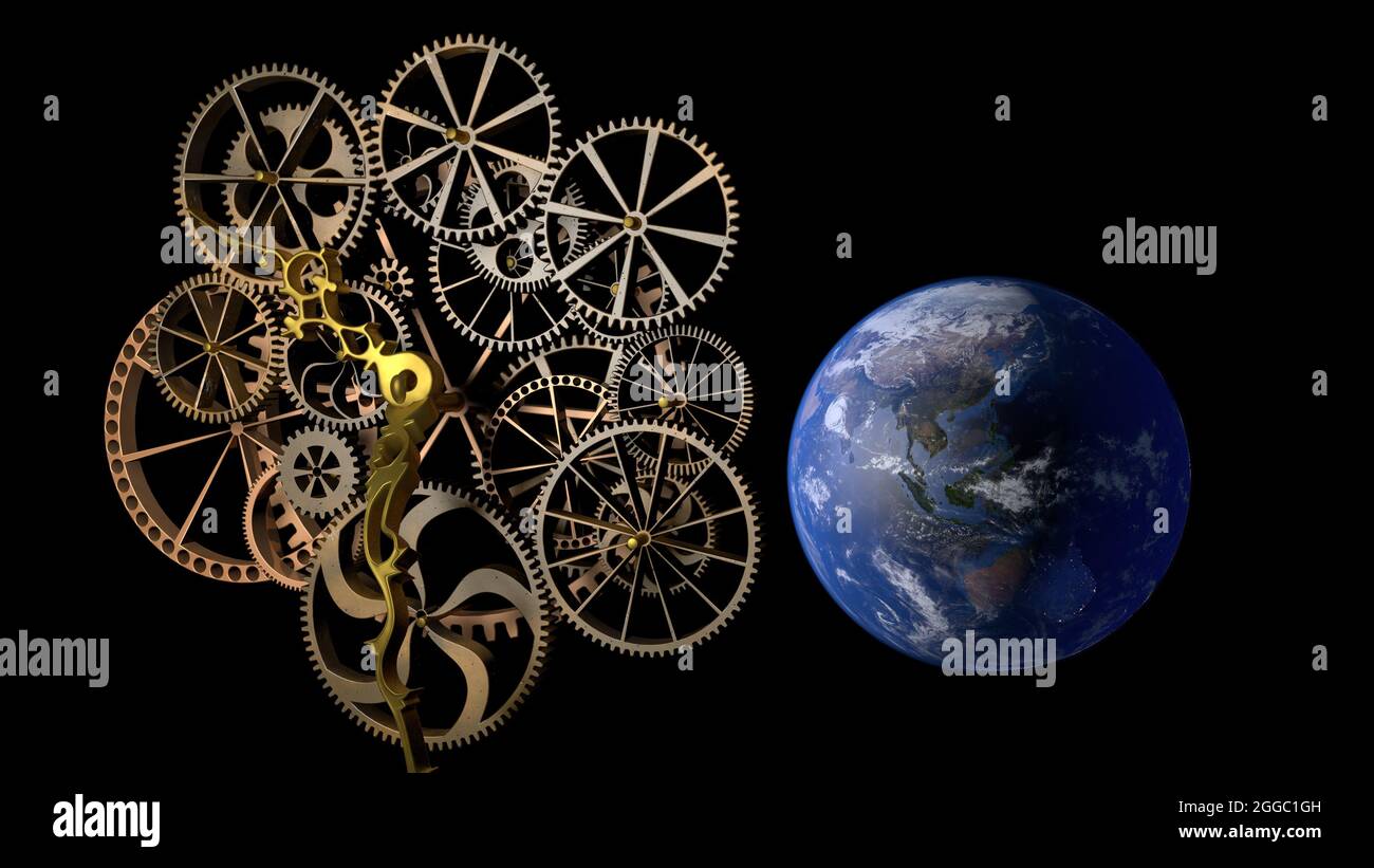 Temps et vie. Planète Terre et horloge. Rendu 3D Photo Stock - Alamy