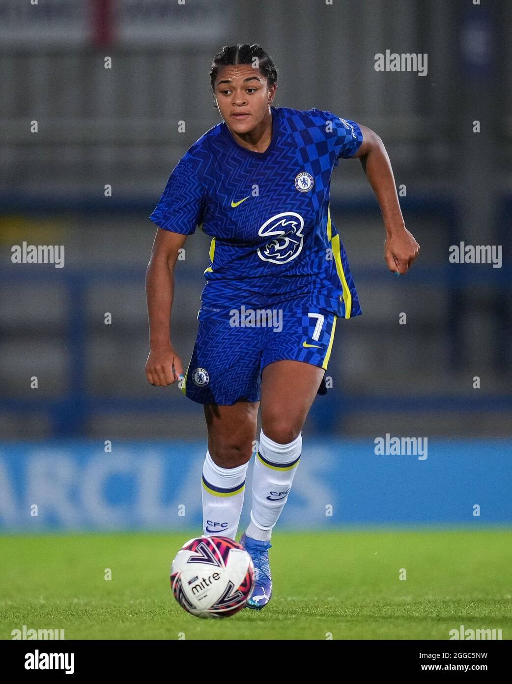 Kingston, Royaume-Uni. 27 août 2021. Jessica carter, de Chelsea Women, lors du match amical avant la saison 2021/22 entre Chelsea Women et Aston Villa Women au stade Kingsmeadow, Kingston, Angleterre, le 27 août 2021. Photo d'Andy Rowland. Crédit : Prime Media Images/Alamy Live News Banque D'Images