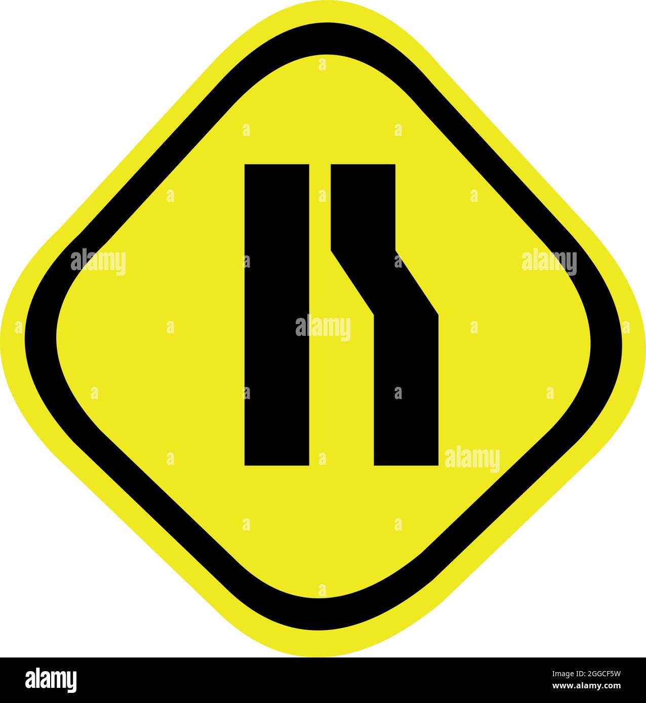 Illustration vectorielle du panneau de signalisation au fur et à mesure que la route se rétrécit à partir de la droite Illustration de Vecteur