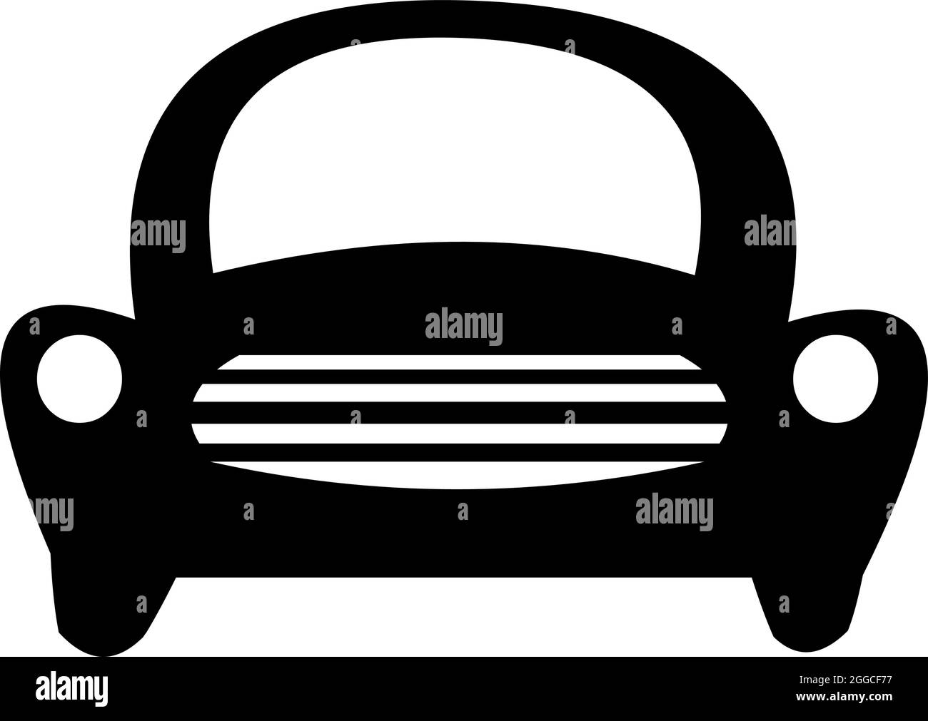 Illustration vectorielle de l'icône en noir et blanc de la silhouette d'une voiture depuis l'avant Illustration de Vecteur