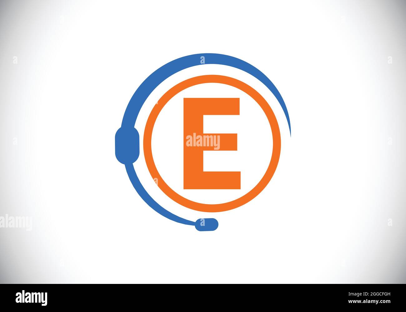 Lettre initiale E monogramme et service d'assistance avec écouteurs. Logo casque. Assistance téléphonique à la clientèle, aide du centre d'appels. Logo vectoriel moderne Illustration de Vecteur