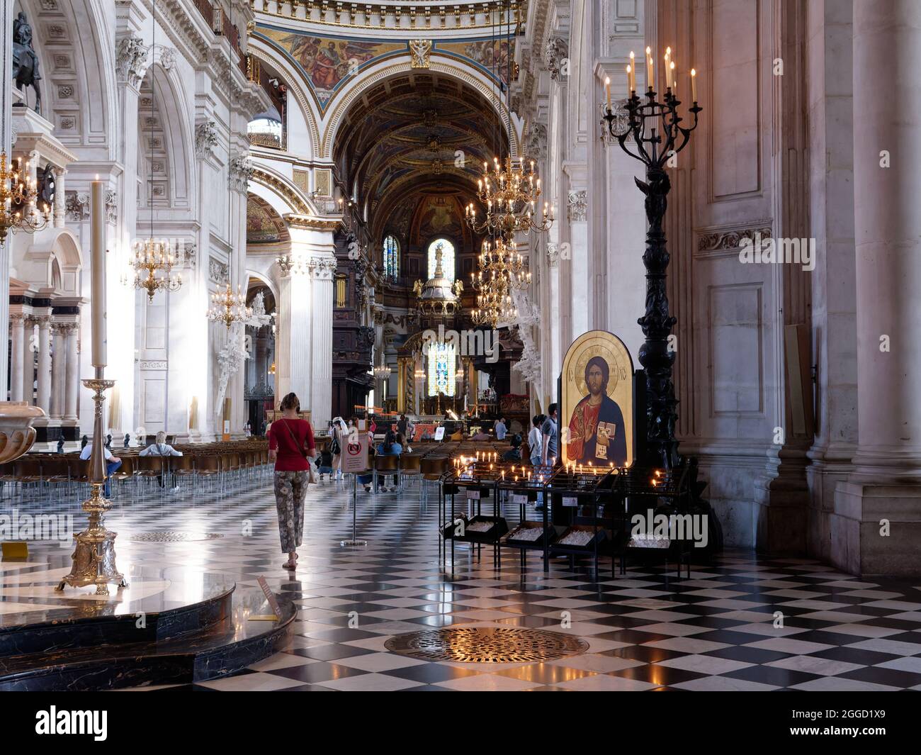 Londres, Grand Londres, Angleterre, août 24 2021 : intérieur de la cathédrale Saint-Paul. Banque D'Images