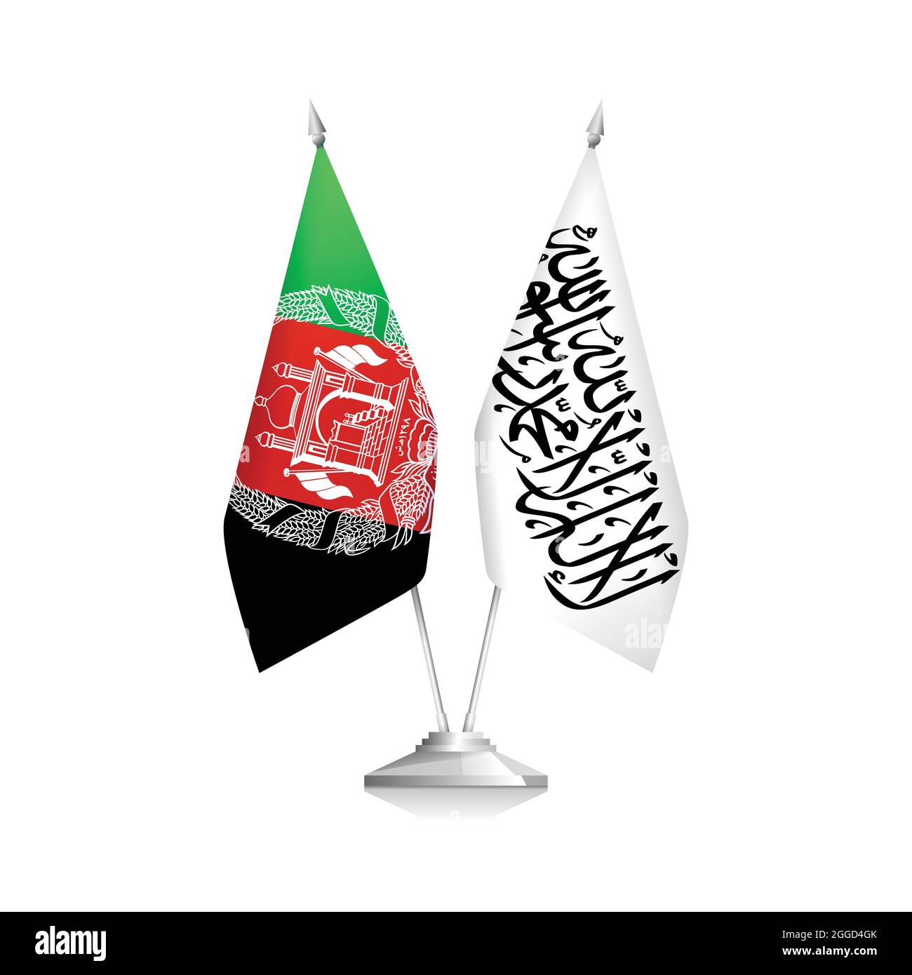 Drapeaux de l'Afghanistan et émirat islamique d'Afghanistan. Illustration vectorielle isolée sur fond blanc. Illustration de Vecteur