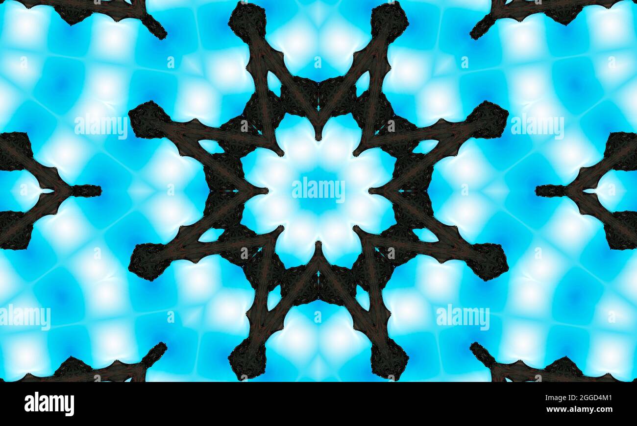 Motifs géométriques thaïlandais art mixte, art polynésien, art mandala en forme d'hexagones, de triangles et d'étoiles à six pointes. Modèle Kalédoscope pour scra Banque D'Images