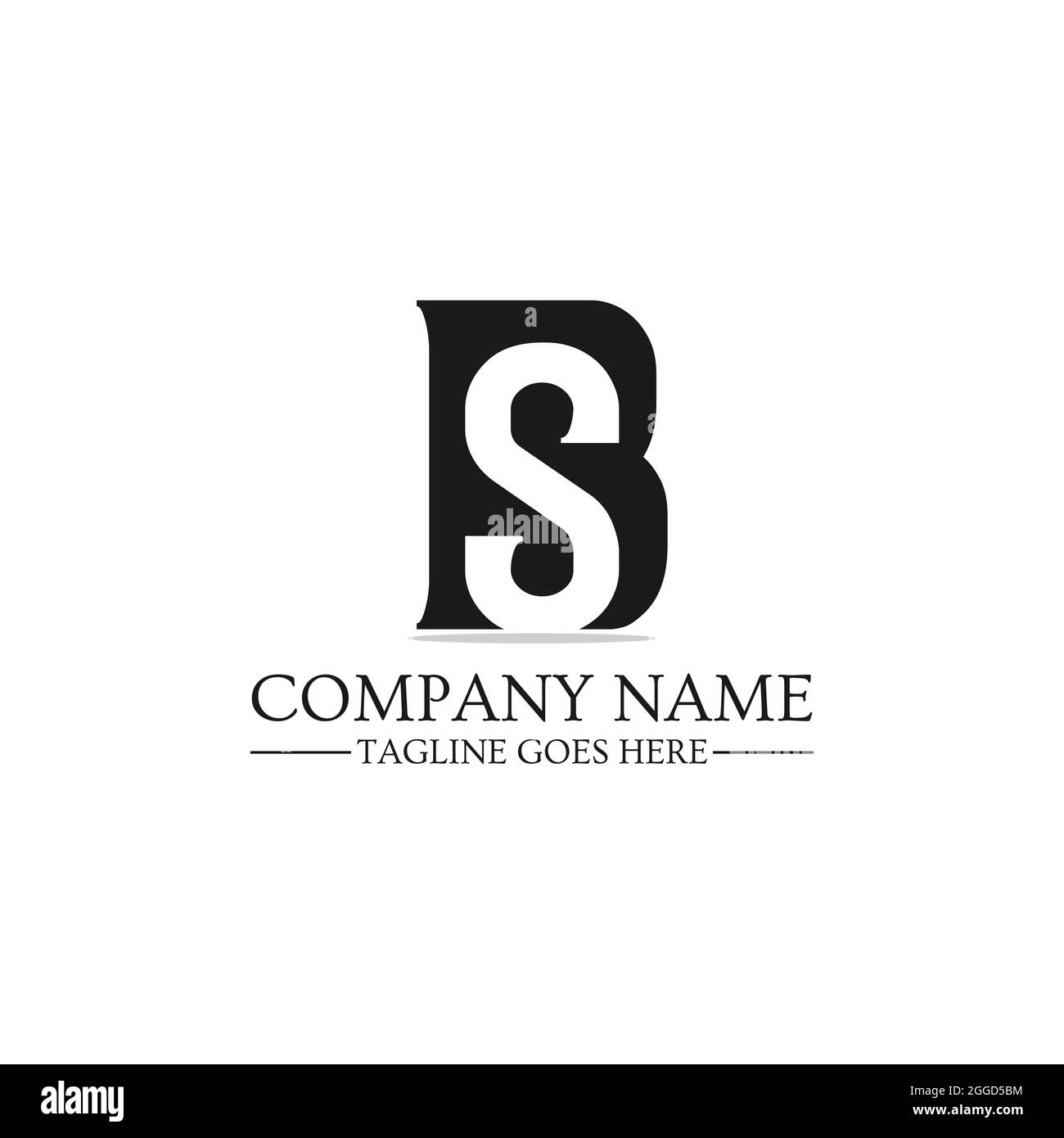 Minimaliste lettre initiale BS logo vecteur avec silhouette noir et blanc arrière-plan isolé Illustration de Vecteur