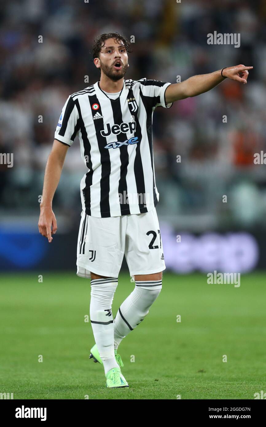 Turin, Italie. 29 août 2021. Manuel Locatelli de Juventus FC gestes pendant la série UN match entre Juventus FC et Empoli FC. Banque D'Images