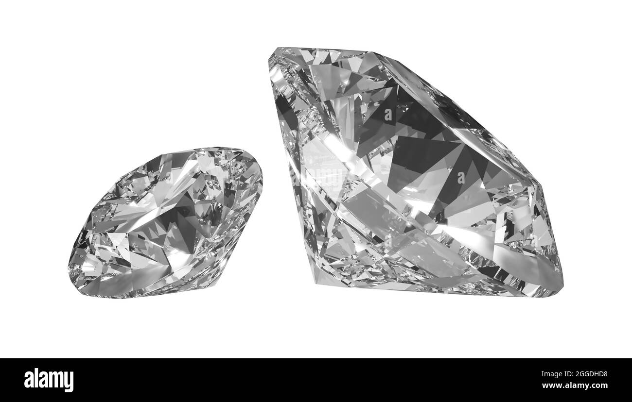 Magnifique 3D rendu diamant brillant dans une coupe brillante sur fond blanc , fond diamant Banque D'Images
