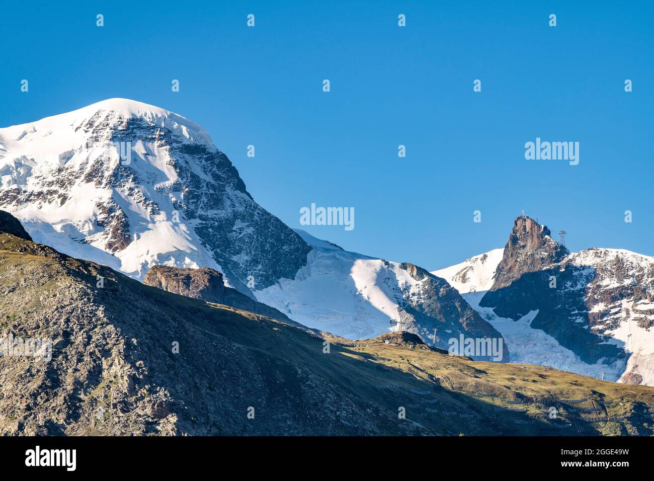 Groupe du massif de Monte Rosa et Klein Matterhorn, Zermatt, Valais, Suisse Banque D'Images