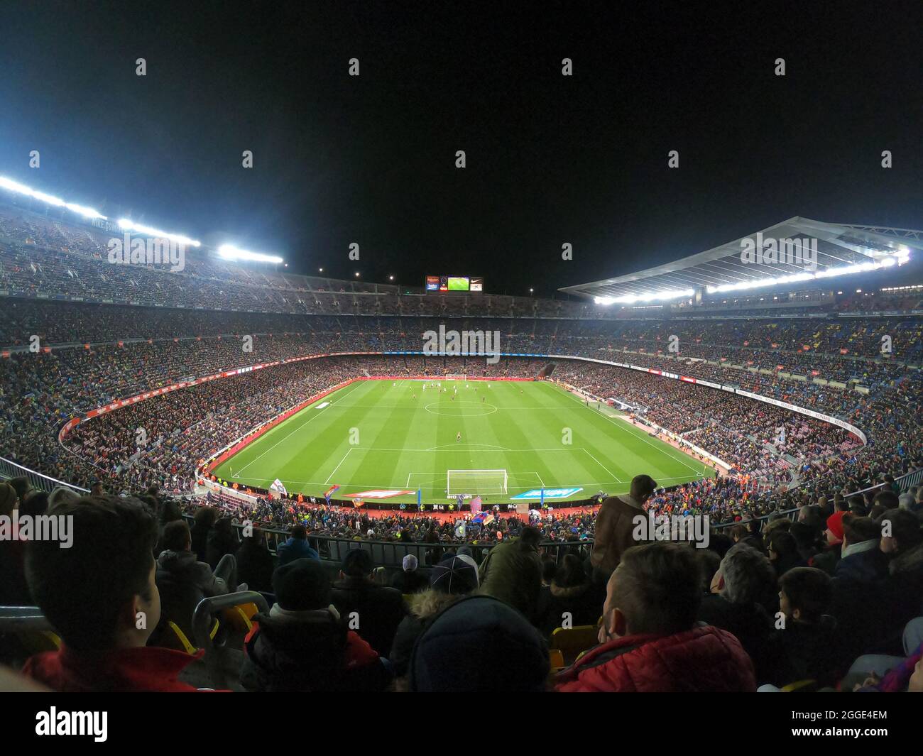 Camp Nou avec des fans, football Blub Barcelona Stadium, Barcelone, Espagne Banque D'Images