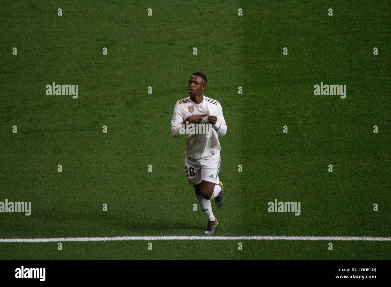 4rd février 2019, Espagne. Vinícius Junior ou Vini Jr. Un footballeur brésilien qui joue comme un clin d'eau pour le club espagnol Real Madrid Banque D'Images