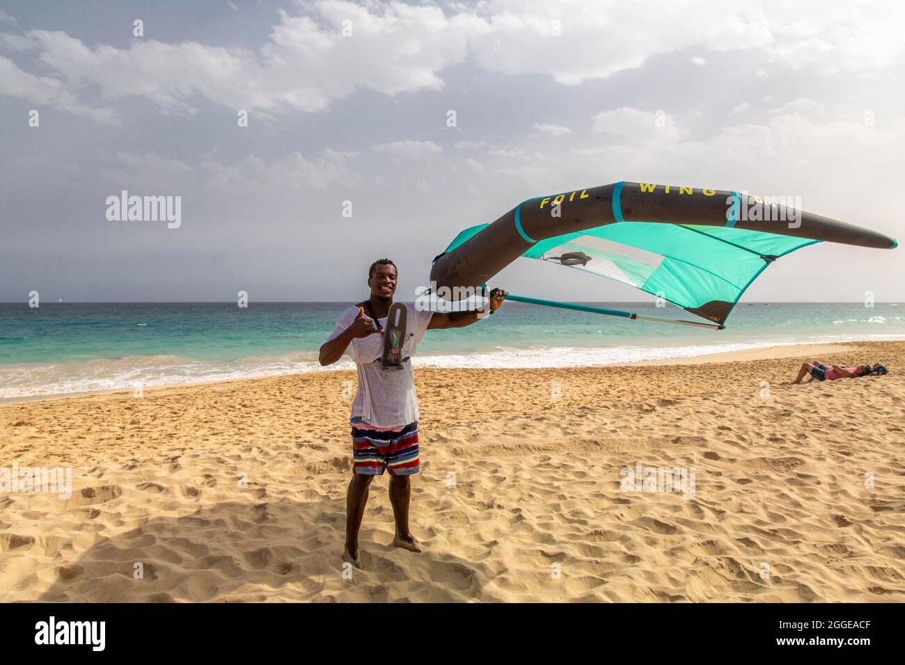 Aile à feuilles (aile pour pagayer debout), Robinson Club, Santa Maria, Cabo Verde Banque D'Images