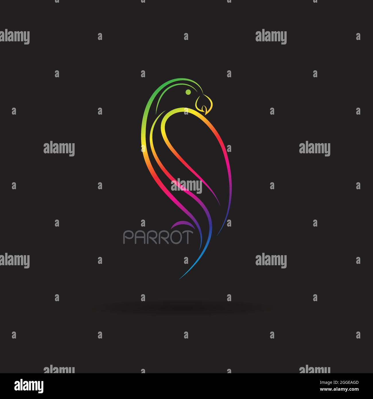 Vecteur d'un motif perroquet sur fond noir, icône oiseau, illustration vectorielle superposée facile à modifier. Illustration de Vecteur