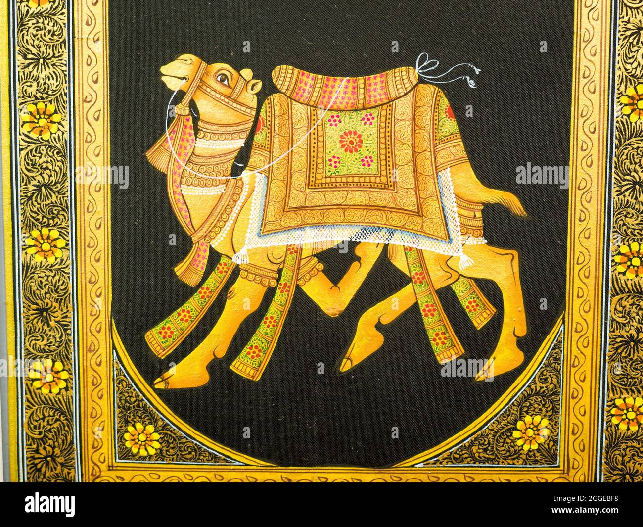 Chameau, peinture miniature traditionnelle, Udaipur, Rajasthan, Inde Banque D'Images