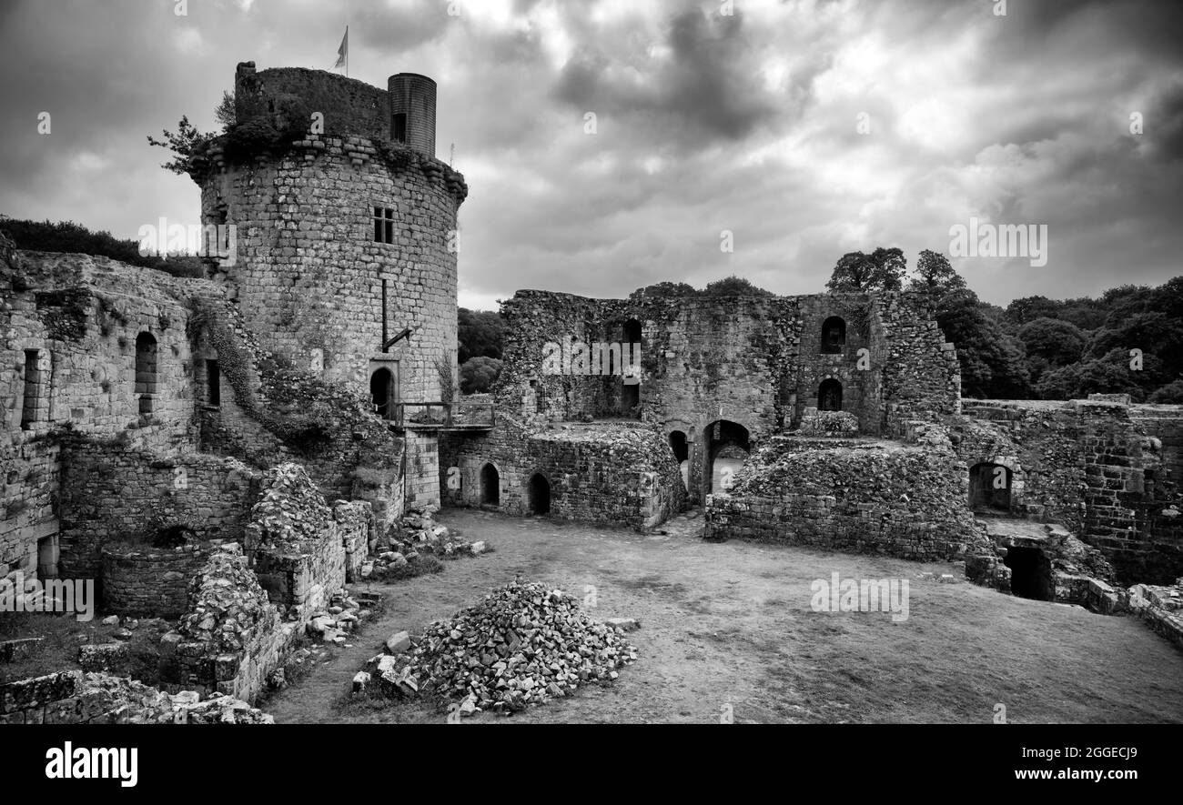 Image infrarouge, cour du château de Tonquedec, château de Tonquedec, Côtes d'Armor, Bretagne, France Banque D'Images