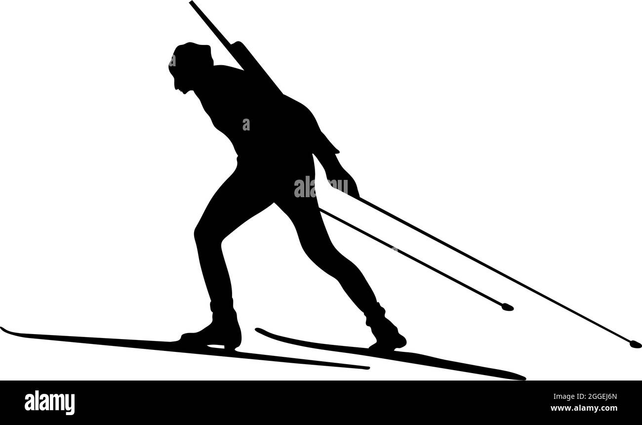 Silhouette de biathlon. Silhouettes noires hautes en détails et lisses des athlètes de biathlon. Illustration vectorielle. Illustration de Vecteur
