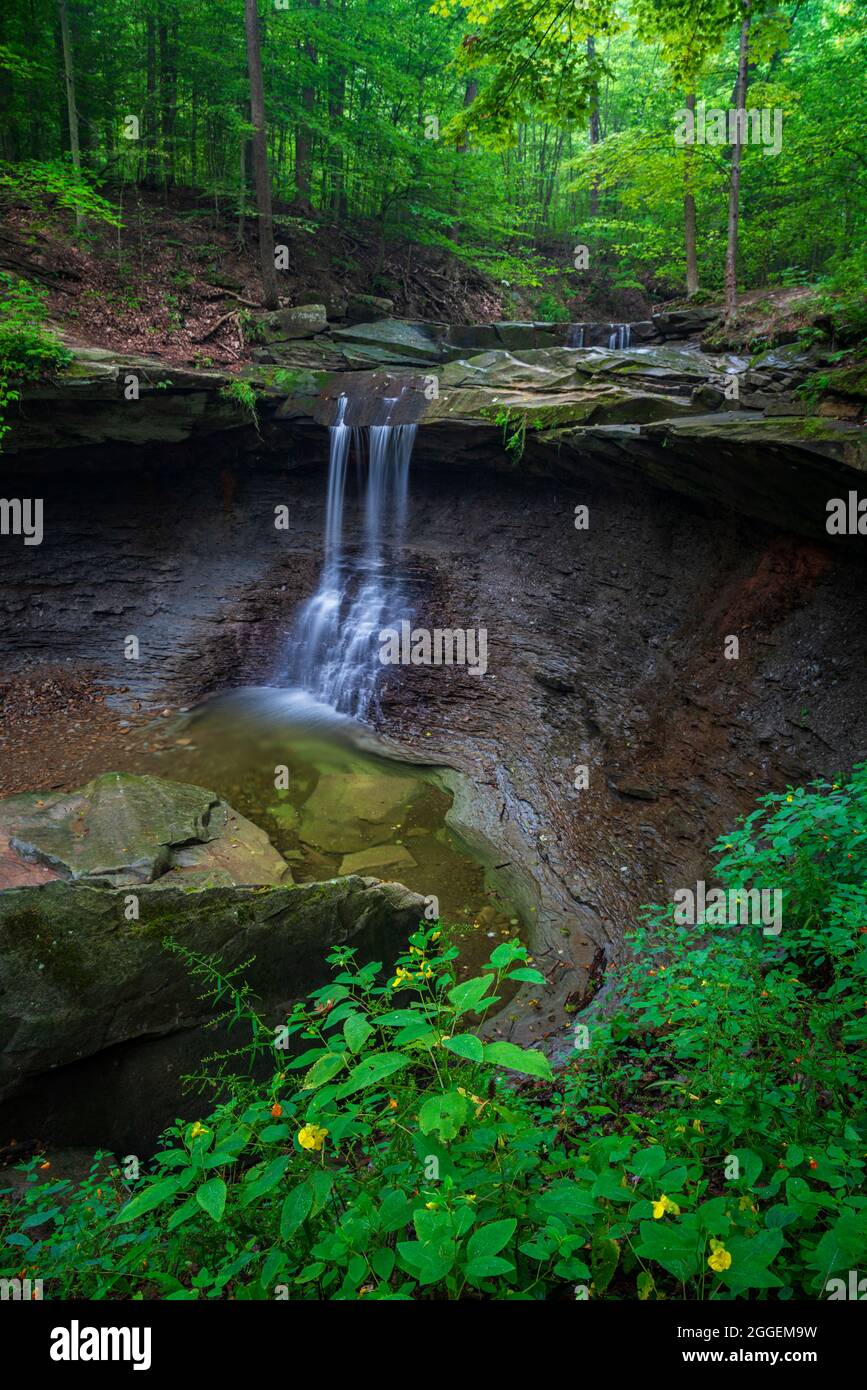 Fin de l'été. Jew of Blue Hen Falls dans le parc national de Cuyahoga Valley, Ohio Banque D'Images