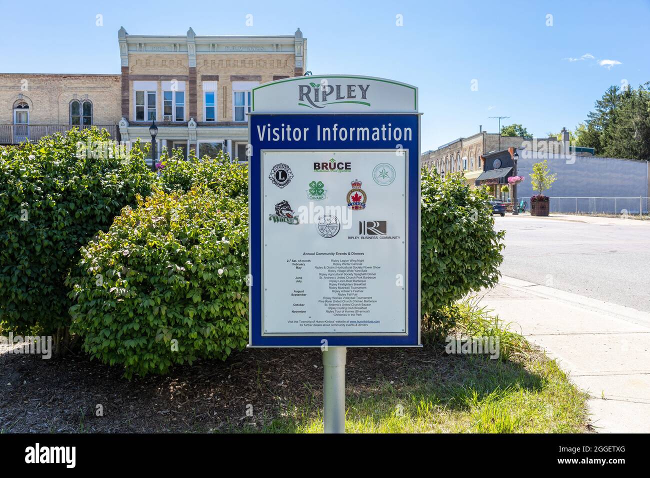 Ripley Ontario Canada information aux visiteurs liste des clubs de service et LISTE des événements annuels dans la ville Banque D'Images