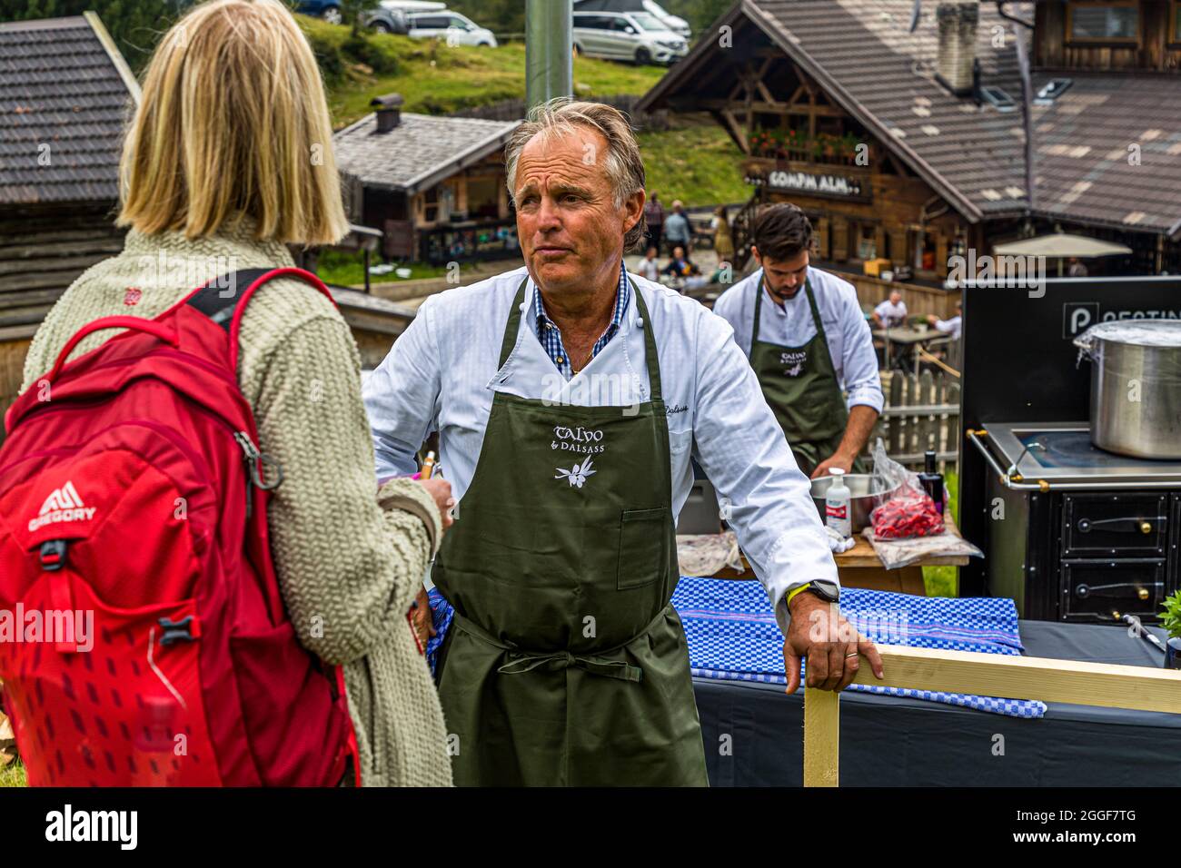 Unplugged Taste est le nom de l'événement gastronomique au Gompm-Alm dans le Tyrol du Sud, en Italie.Il a lieu chaque année le dernier dimanche d'août Banque D'Images
