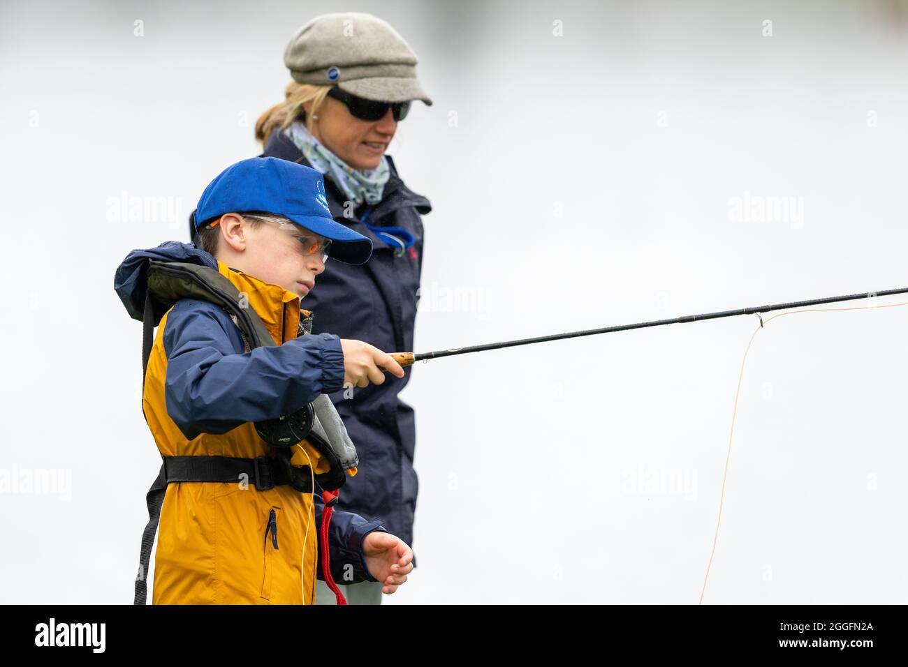 29 août 2021. Pêche au Wardend, Birnie, Elgin, Moray, Écosse, ROYAUME-UNI, IV30 8RW. C'est l'activité de la RSAA, River Spey Anglers Association Junior E Banque D'Images