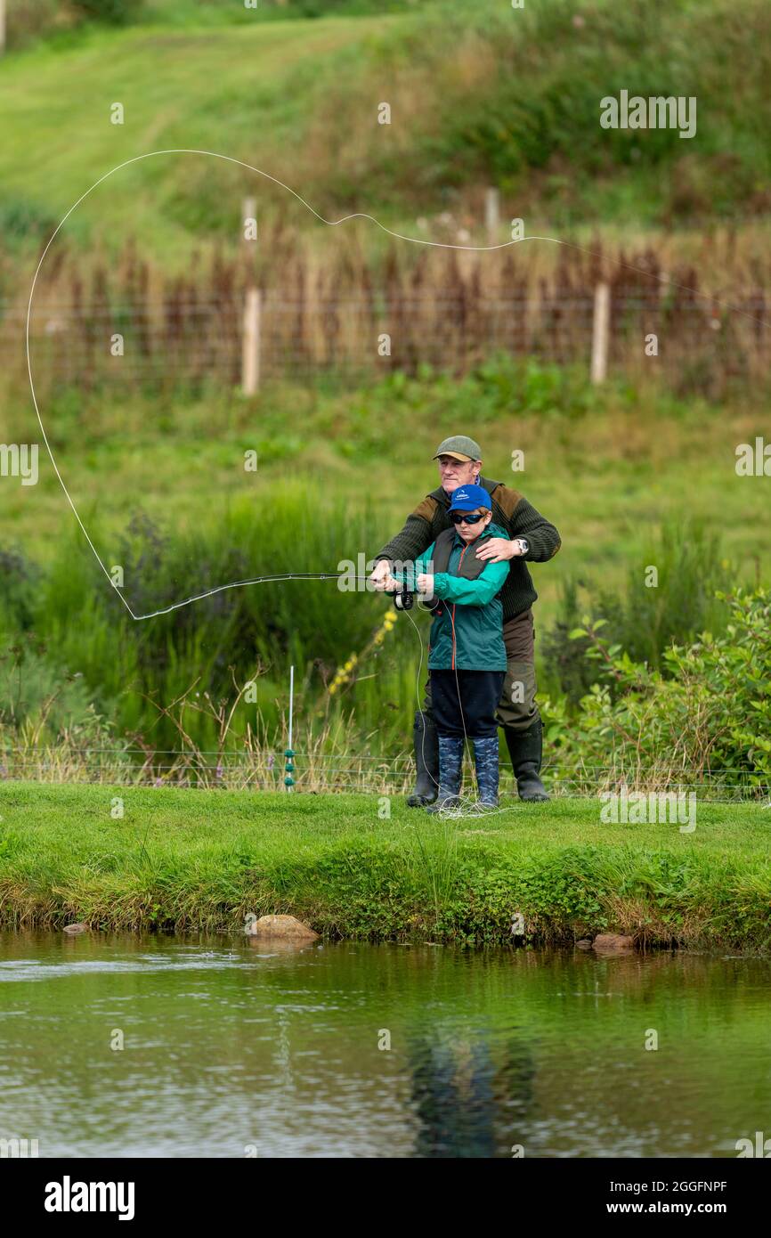 29 août 2021. Pêche au Wardend, Birnie, Elgin, Moray, Écosse, ROYAUME-UNI, IV30 8RW. C'est l'activité de la RSAA, River Spey Anglers Association Junior E Banque D'Images