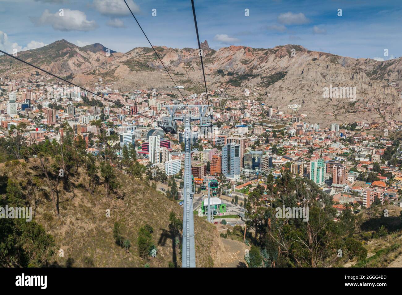 Vue aérienne de la Paz depuis Teleferico (téléphérique), Bolivie Banque D'Images