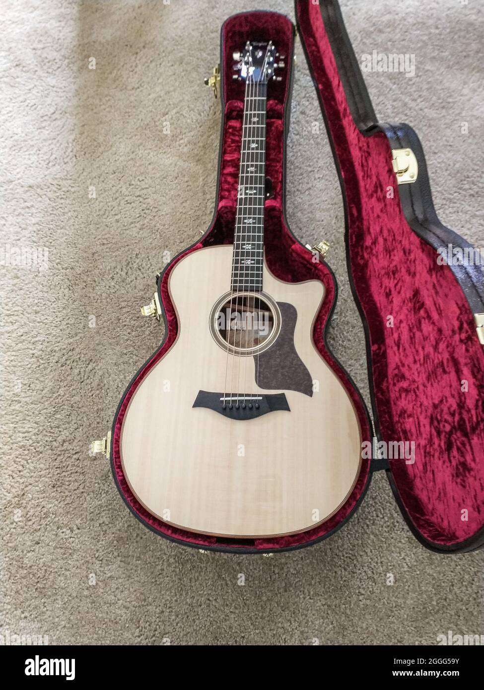 New Taylor Guitar en cas ouvert Banque D'Images