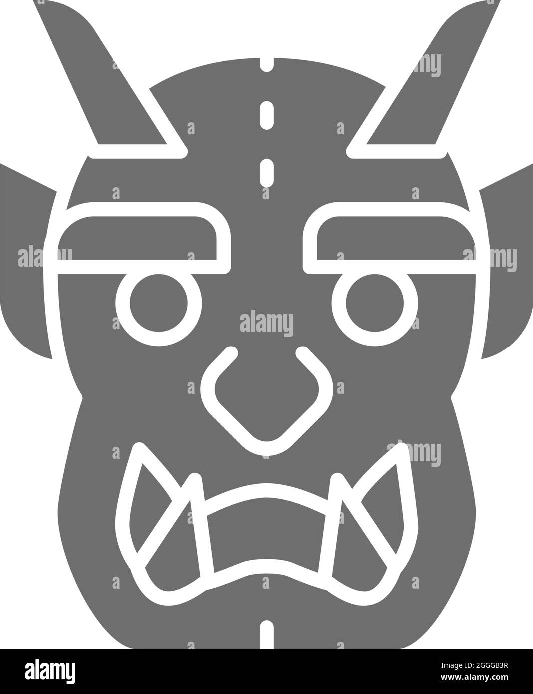 Icône grise de masque de diable japonais. Isolé sur fond blanc Illustration de Vecteur
