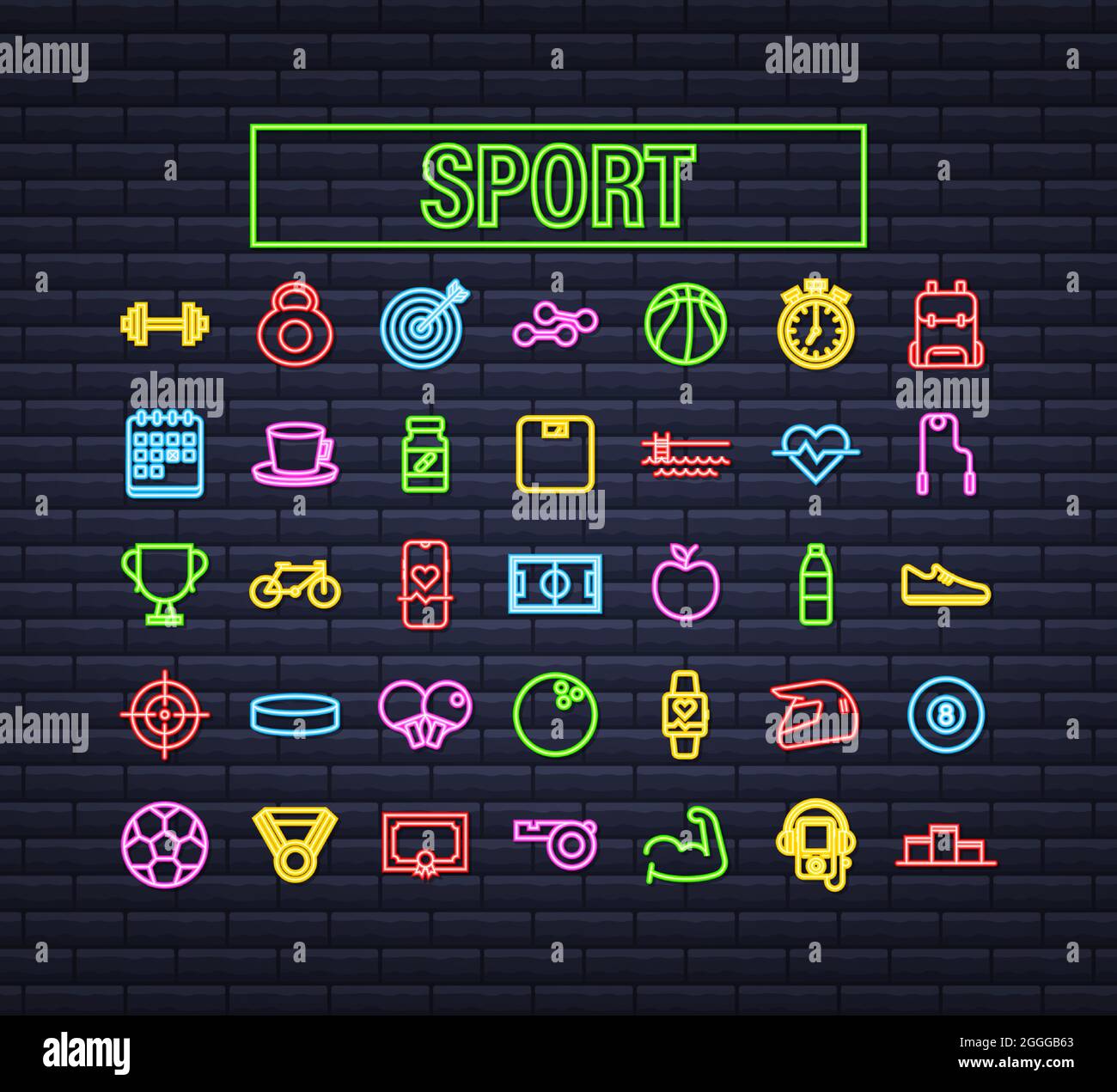 Icône fluo sport plate pour le design du Web. Ballon de football. Jeu d'icônes Web. Sport de fitness. Illustration du stock vectoriel. Illustration de Vecteur