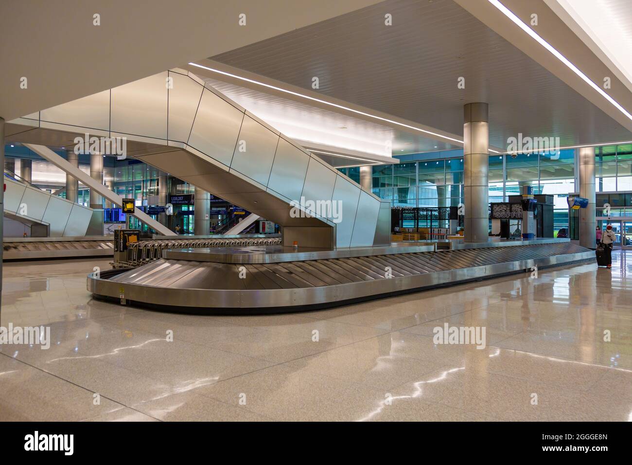 Un carrousel de bagages à l'aéroport international d'Indianapolis retrait des bagages à Indy. Banque D'Images