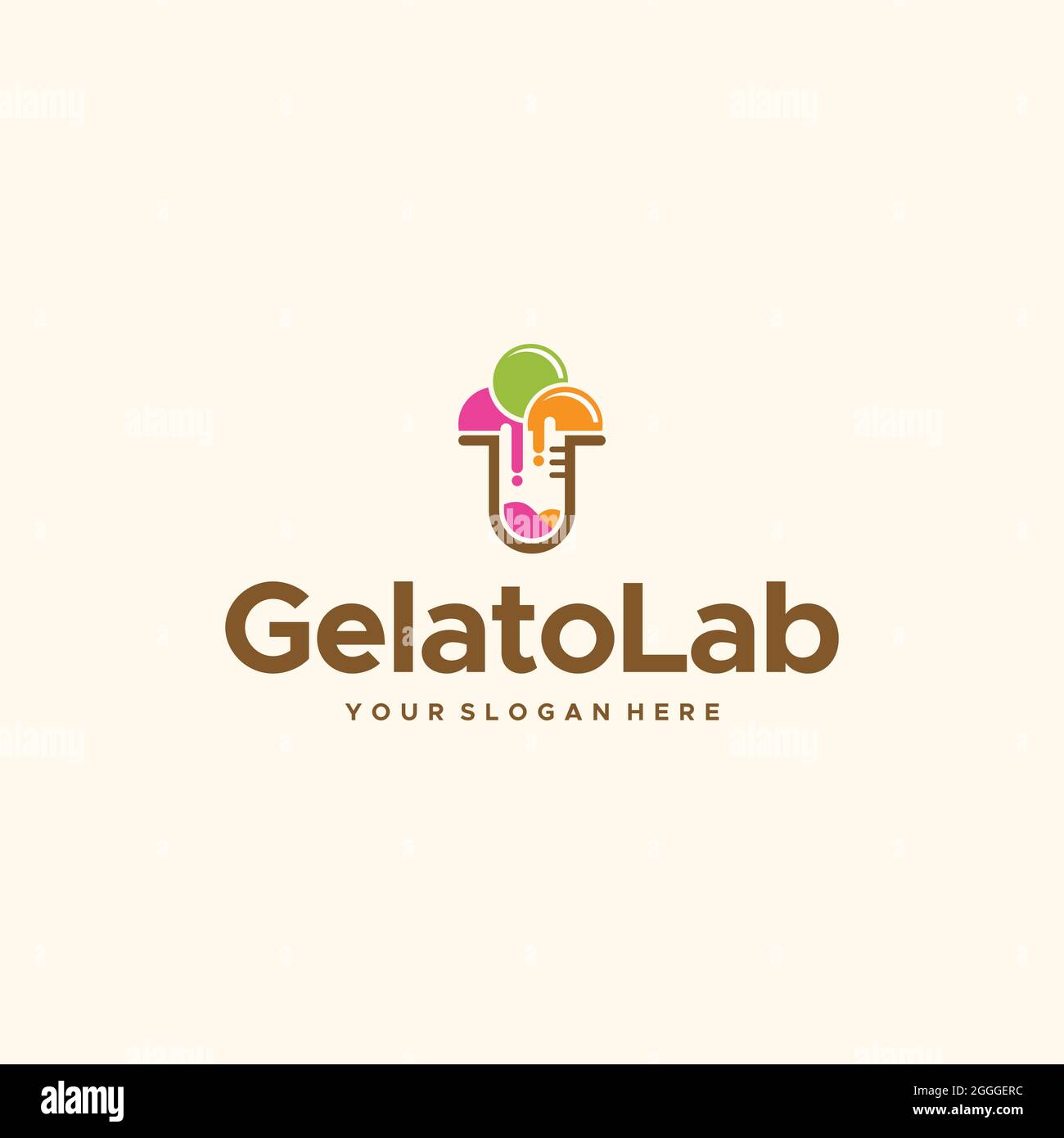 conception plate du logo de la tasse en verre GelatoLab Illustration de Vecteur