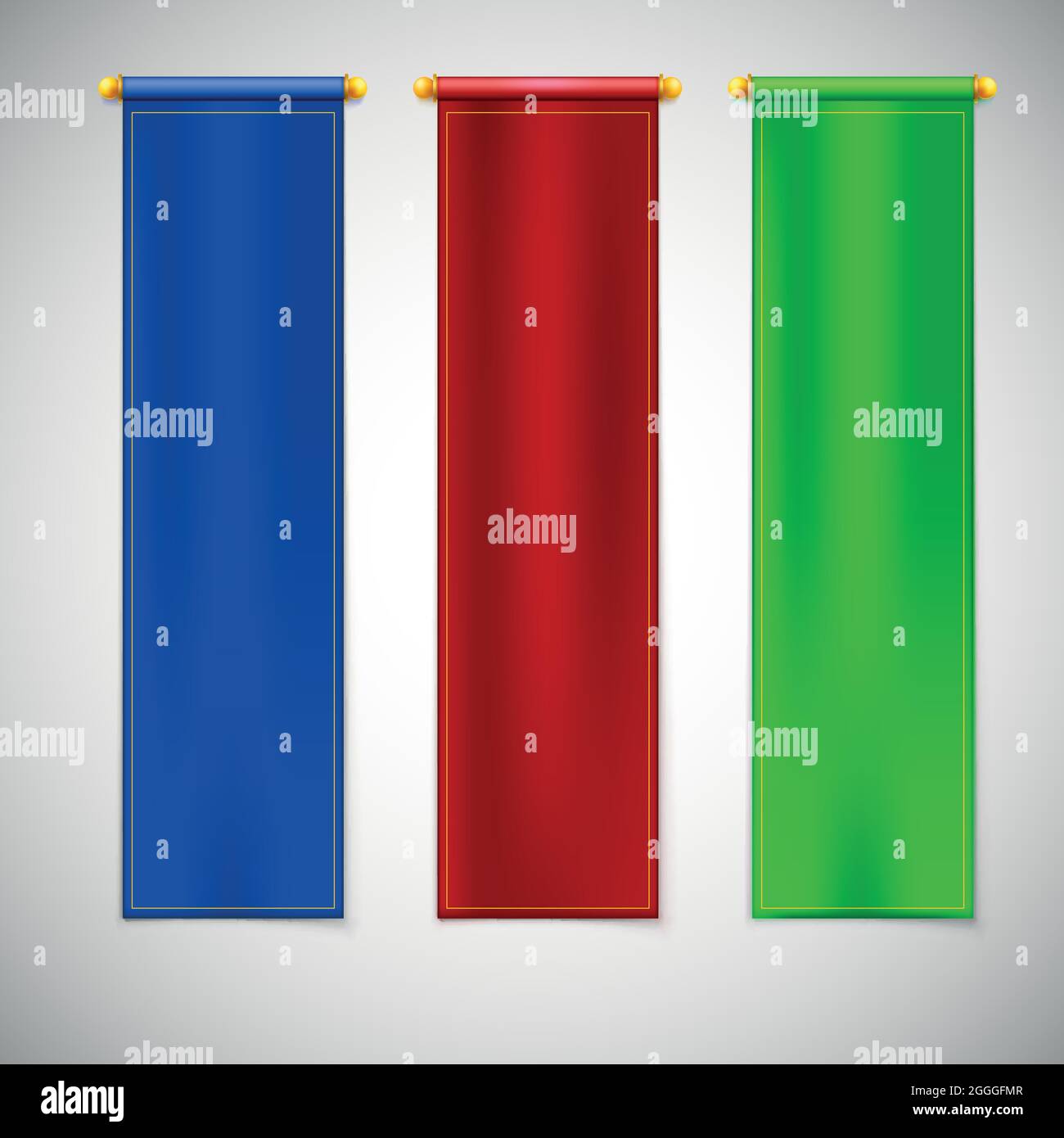 Drapeaux verticaux colorés avec emblèmes. Illustration de Vecteur