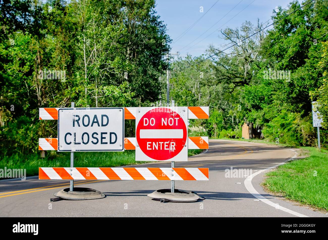 La Mississippi Highway 604 est fermée en raison d'inondations causées par l'ouragan Ida, le 30 août 2021, à Pearlington, Mississippi. Banque D'Images
