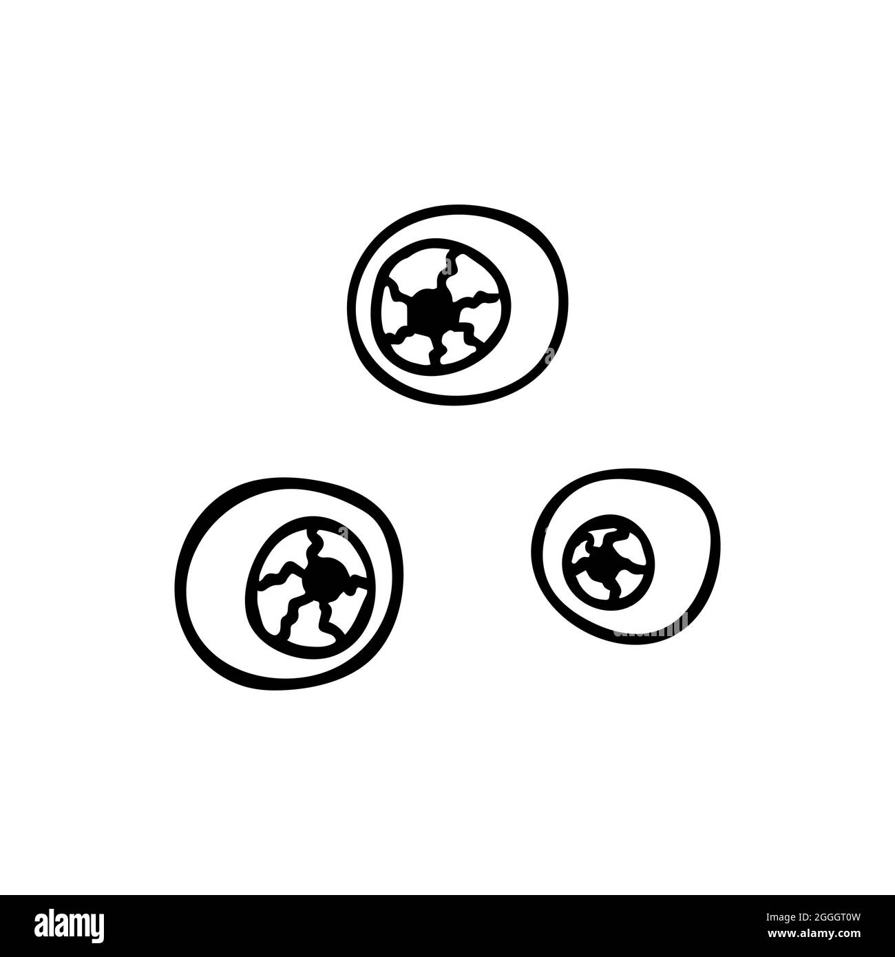 Trois anneaux de vue dans différentes directions. Illustration vectorielle  noir et blanc en forme de doodle. Éléments d'Halloween Image Vectorielle  Stock - Alamy