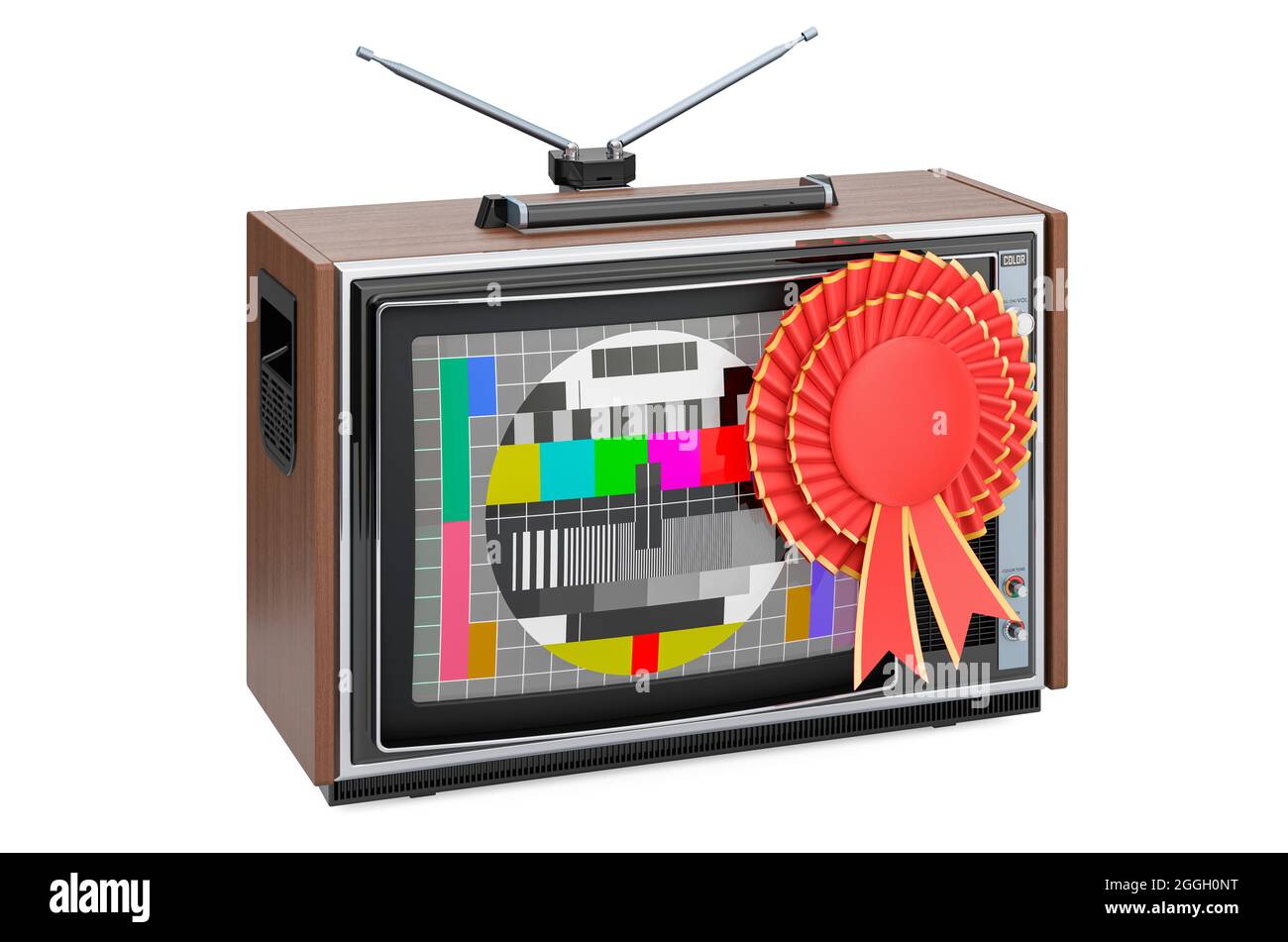 Téléviseur rétro avec badge BEST Choice, rendu 3D isolé sur fond blanc Banque D'Images Téléviseur rétro avec badge BEST Choice, rendu 3D isolé sur fond blanc Banque D'Images