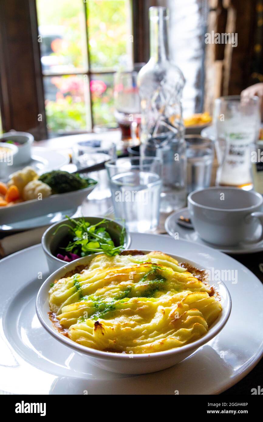 Cottage pie au Ty Gwyn Hotel Inn, Betws y Coed, Snowdonia, pays de Galles, Royaume-Uni Banque D'Images