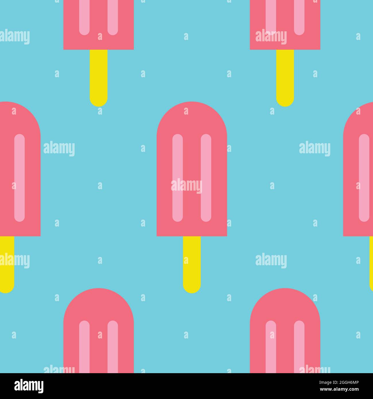 Papopsicles de glace à motif sans couture sur un bâton, sorbet aux baies. Conception de tissus, papier d'emballage, couverture, toile, impression, papier peint, textile Illustration de Vecteur