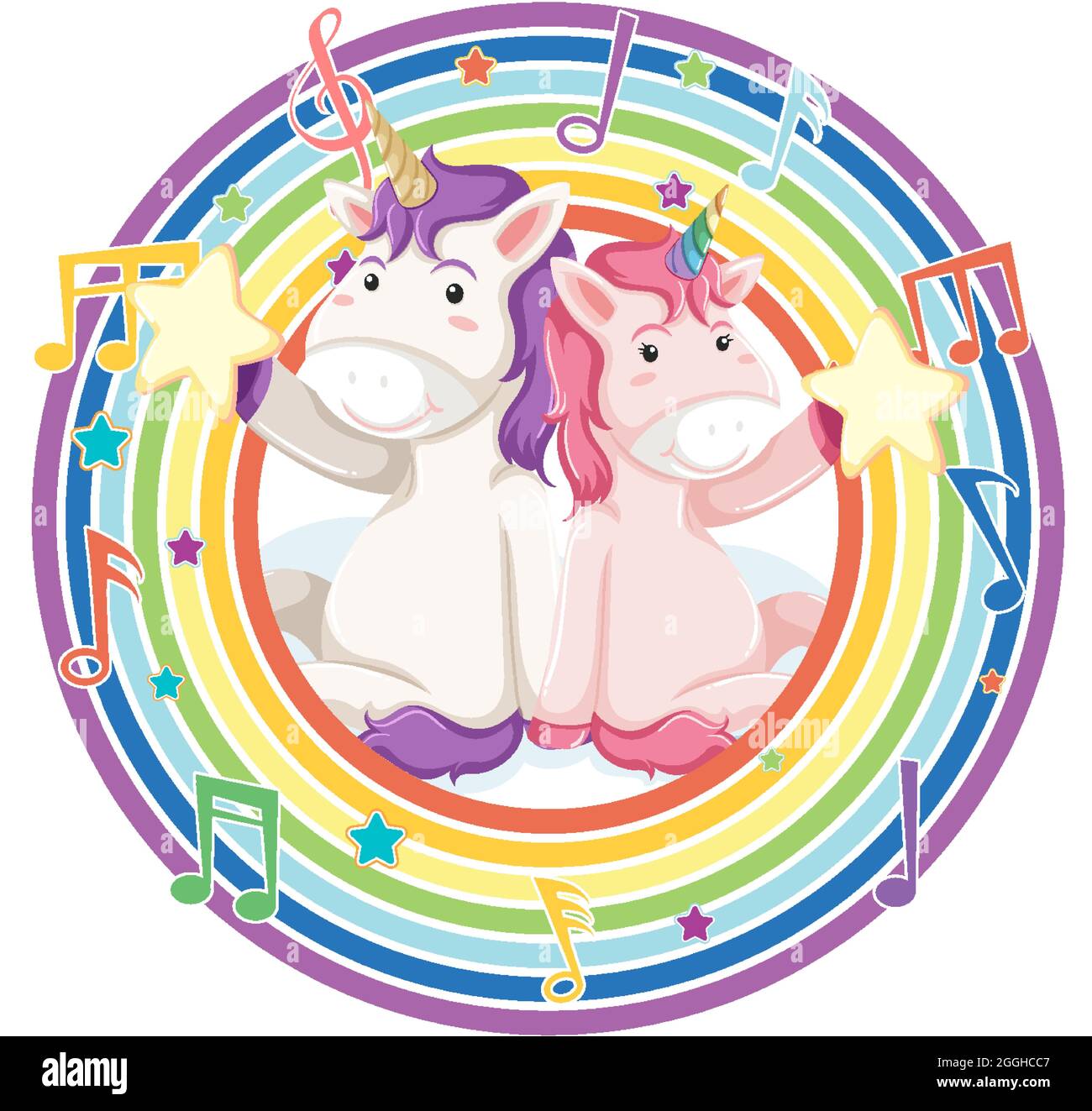 Cadre rond en arc-en-ciel avec illustration du symbole de mélodie Illustration de Vecteur