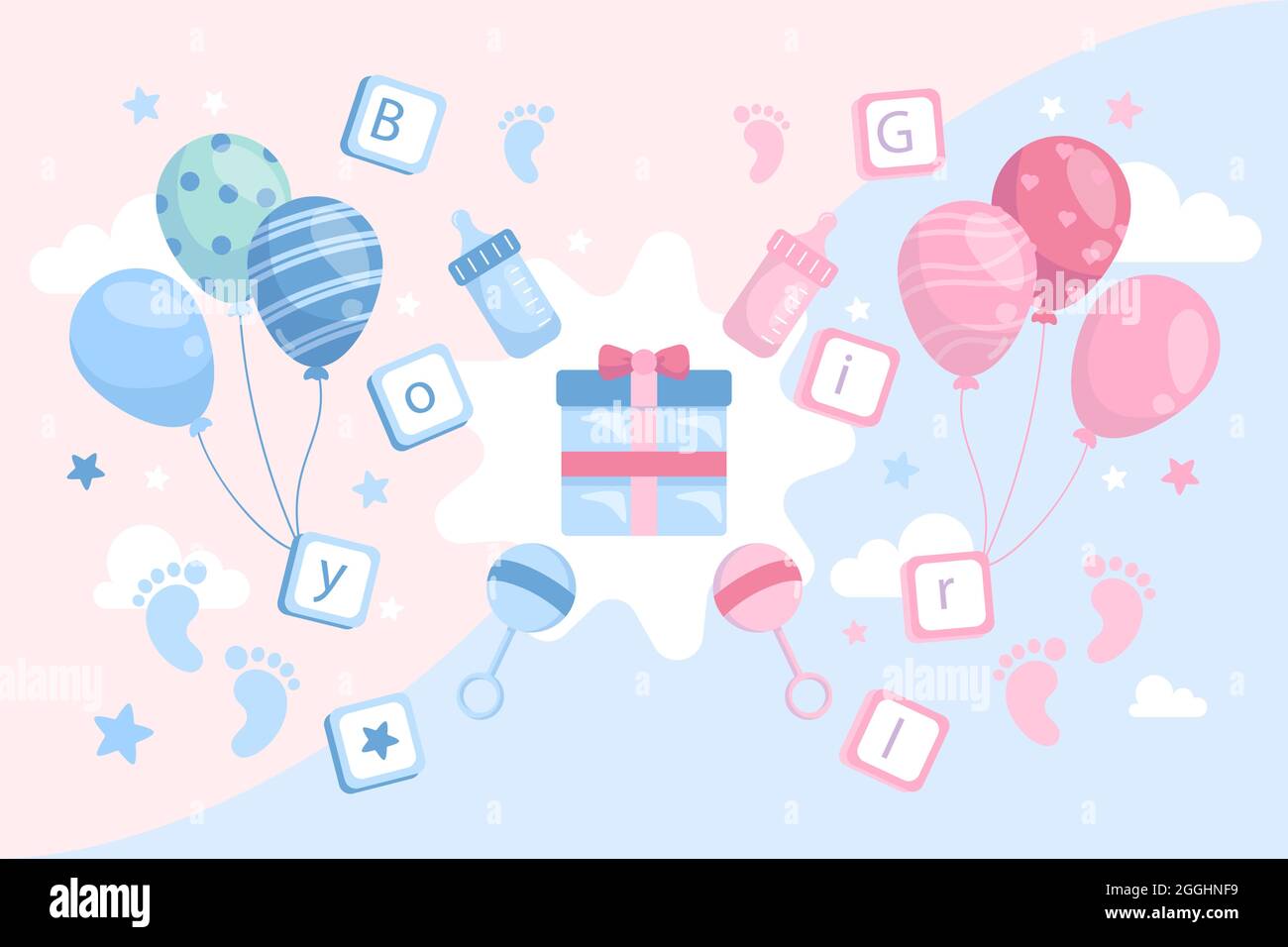 Illustration vectorielle de concept de révélation de sexe plat. Illustration de Vecteur