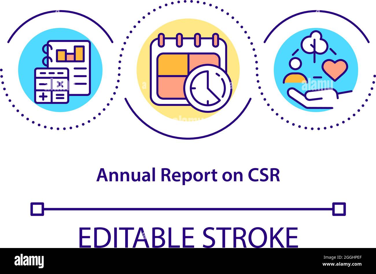 Icône du rapport annuel sur le concept de RSE Illustration de Vecteur