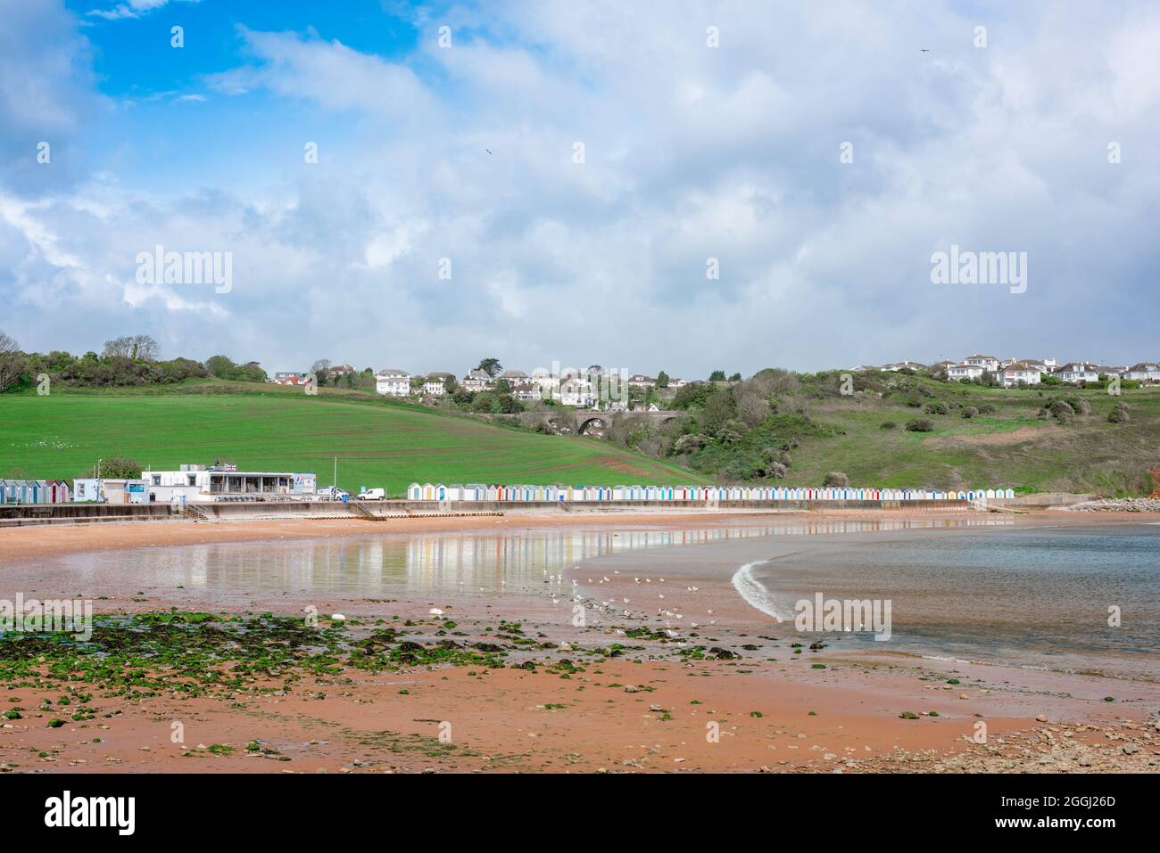 Broadsands Beach, vue sur Broadsands Beach à Torbay, South Devon, Angleterre, Royaume-Uni Banque D'Images