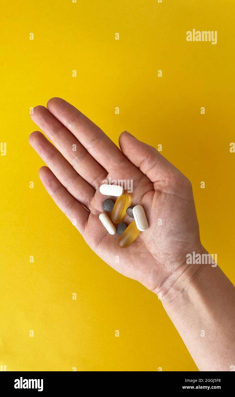 Un ensemble quotidien de vitamines. Quarantaine virus Corona Banque D'Images
