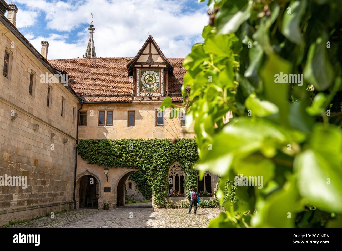 Europe, Allemagne, Bade-Wurtemberg, région de Schönbuch, Parc naturel de Schönbuch, Le visiteur prend une photo dans le monastère de Bebenhausen Banque D'Images