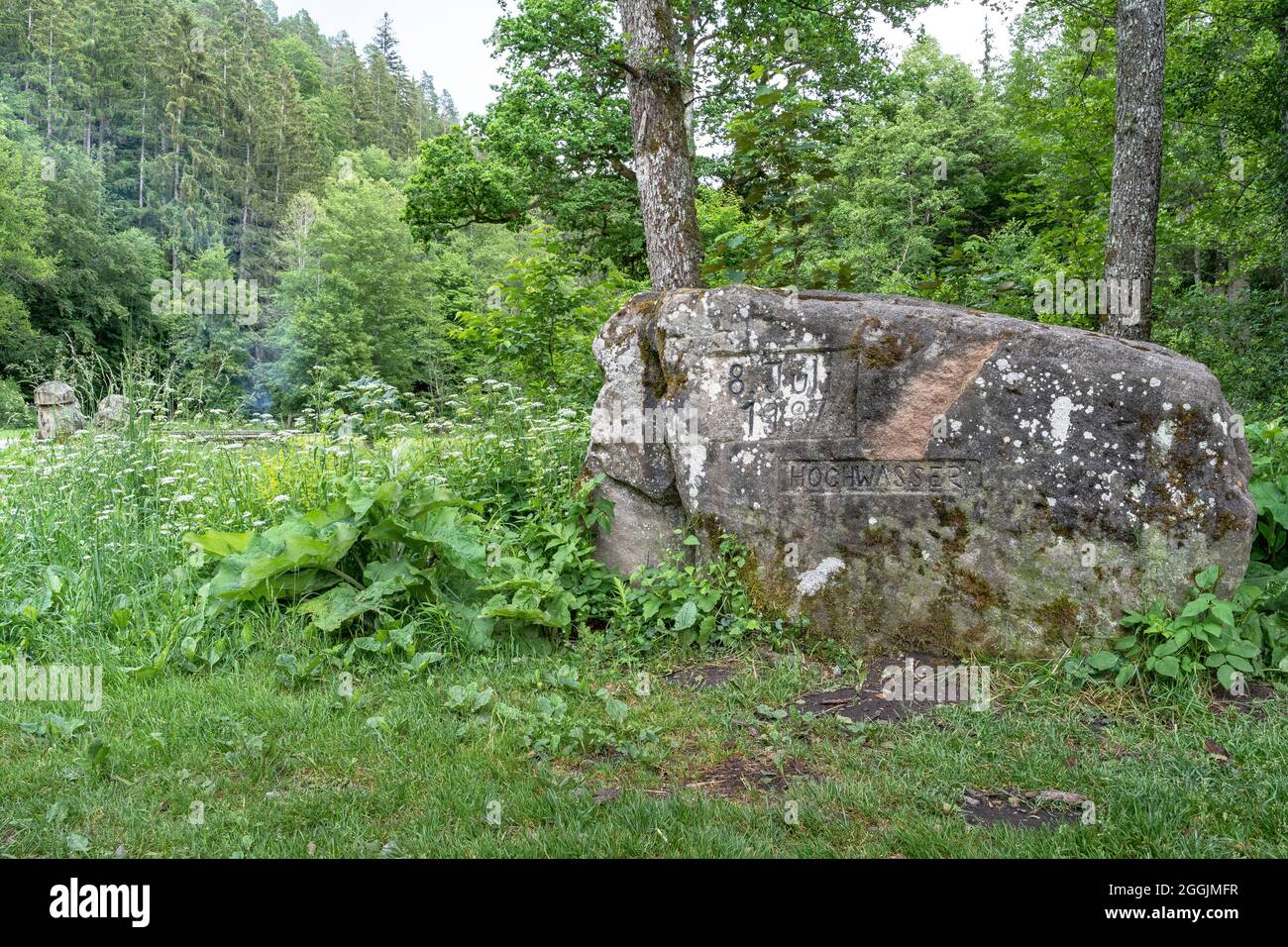 Europe, Allemagne, Bade-Wurtemberg, région de Schönbuch, Parc naturel de Schönbuch, Monument aux crues à Goldersbachtal Banque D'Images