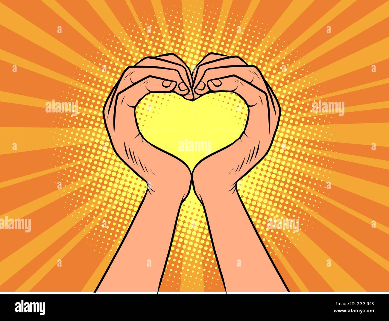 Les mains aiment le geste de coeur. Romance et relations. Saint-Valentin Illustration de Vecteur